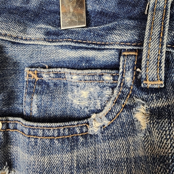 Abercrombie & Fitch Distressed Jean Denim Shorts Low Rise Button Fly Blue Size 8 - Picture 5 of 13